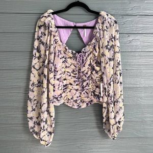 Free People Women's Purple and Yellow Blouse